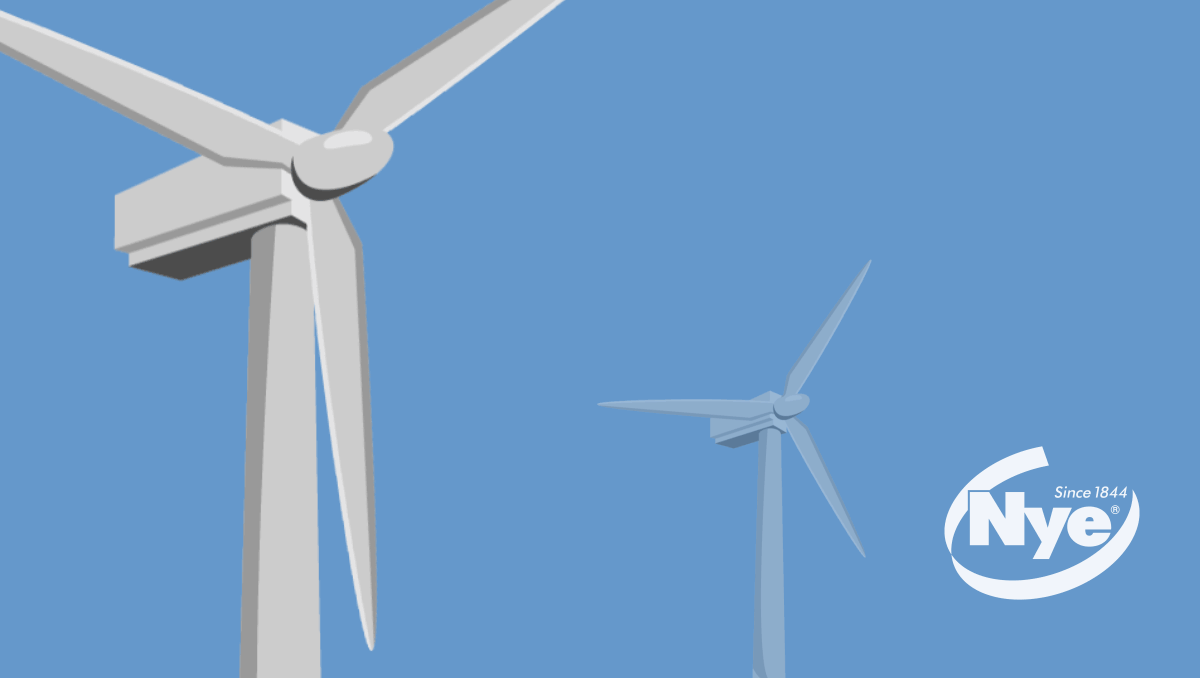 A GIF. A wind turbine spins with text next to it that reads, "Wind Turbines are reliable 98% of the time, But when they have to be replaced, it can prove costly to energy providers."