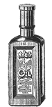 A drawing of a bottle of Nye Oil from the 1800's.