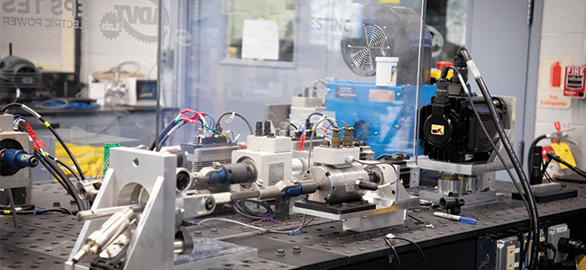 An Electric Power Steering validation test rig designed by engineers at Nye Lubricants.