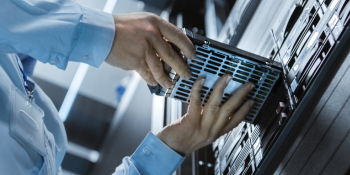 A data center server with busbars. 